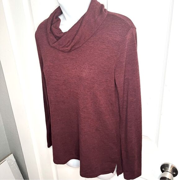 Old Navy Cowlneck Turtleneck Marled Long Sleeve Knit Top Dark Red S - Picture 4 of 8
